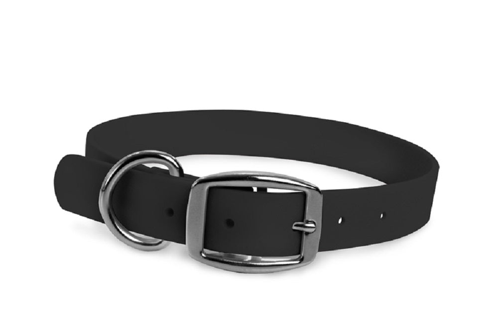 WearHard black waterproof collar. Metal buckle. Adjustable. Waterproof. Odor resistant. 